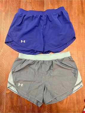 Under Armour Women’s Athletic Shorts — Royal Blue & Green Medium